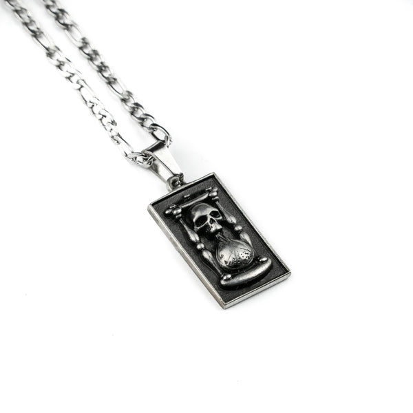 Jewelry-Memento Mori Hourglass Pendant & Chain - Savage Tacticians