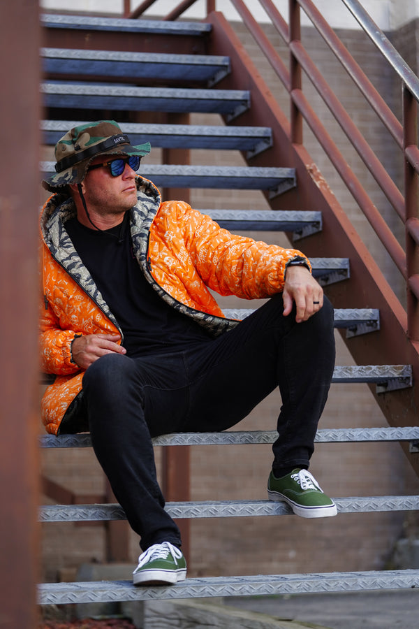 Outerwear Mens-Tiger Stripe Camo Reversible Woobie Hoodie - Savage Tacticians