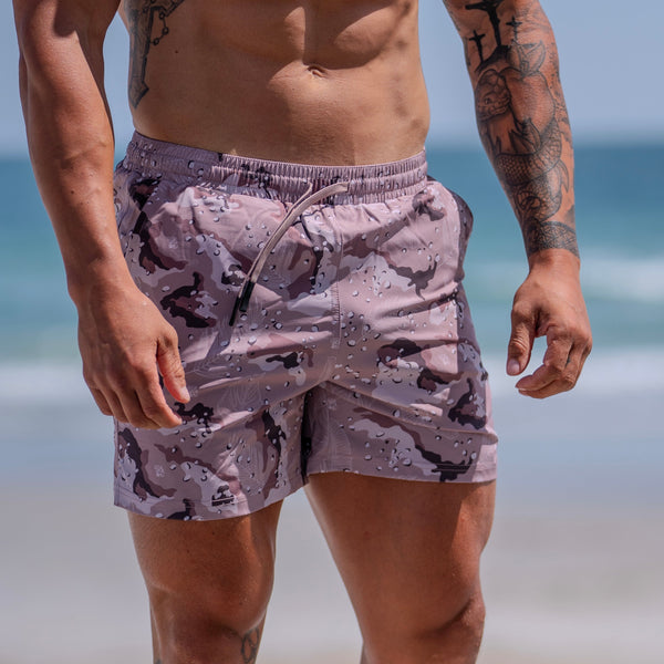 Swim Shorts-Swim Trunks - Chocolate Chip Desert - Savage Tacticians