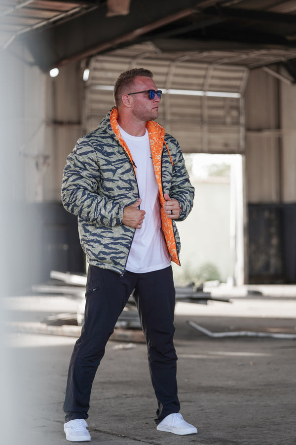 Outerwear Mens-Tiger Stripe Camo Reversible Woobie Hoodie - Savage Tacticians