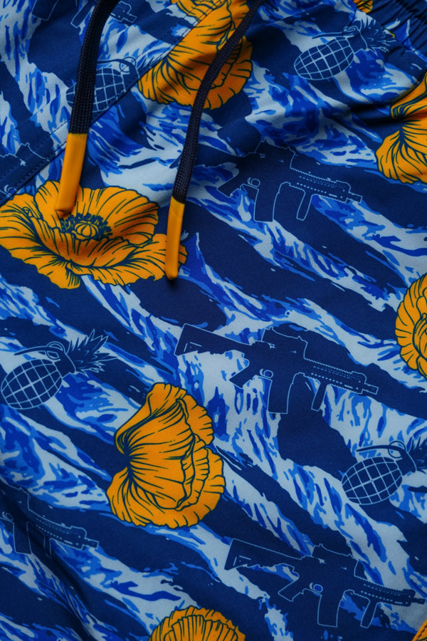 Swim Shorts-Swim Trunks - Tiger Stripe Blue - Savage Tacticians