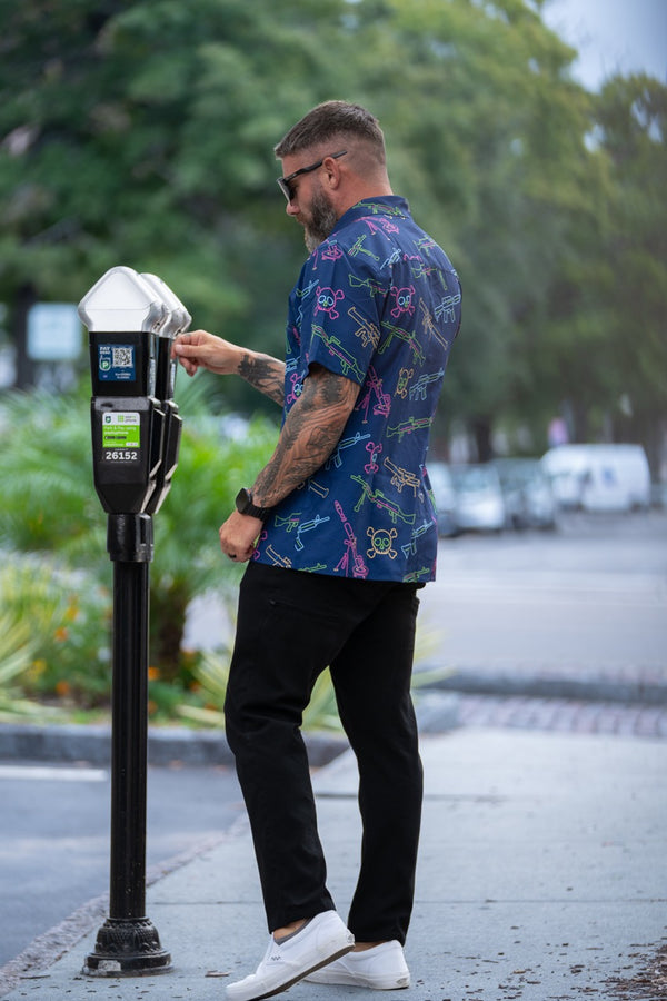 Button-Ups-Neon Lights & Gun Fights Button-up - Savage Tacticians