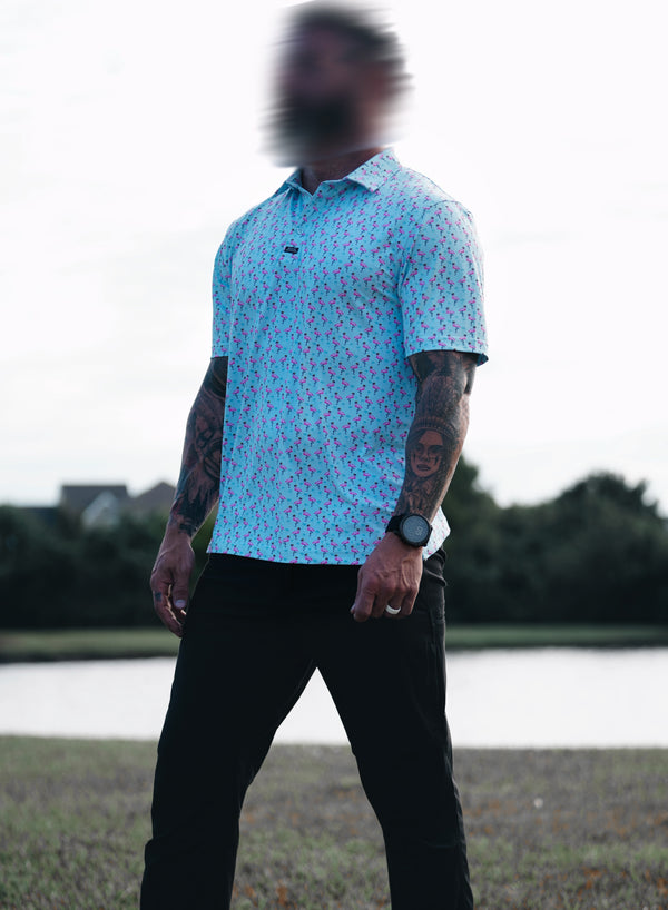 Polo Shirts-Performance Polo - Flamingo Team Six - Savage Tacticians