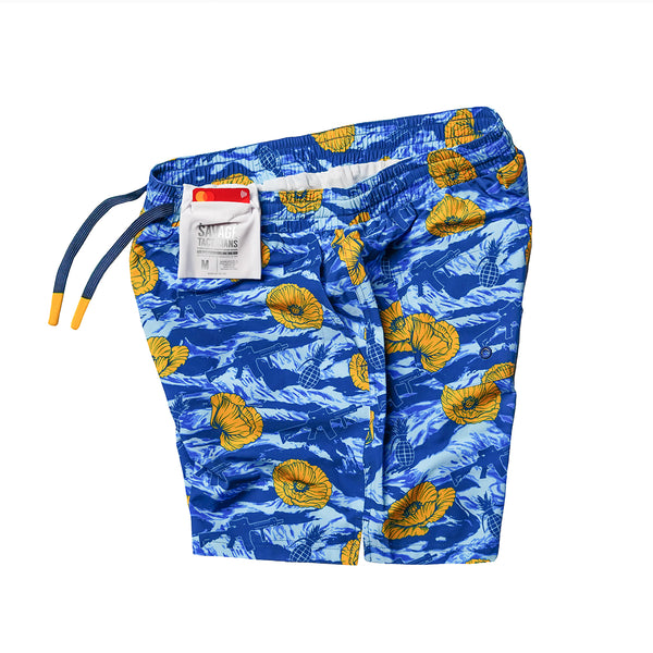 Swim Shorts-Swim Trunks - Tiger Stripe Blue - Savage Tacticians