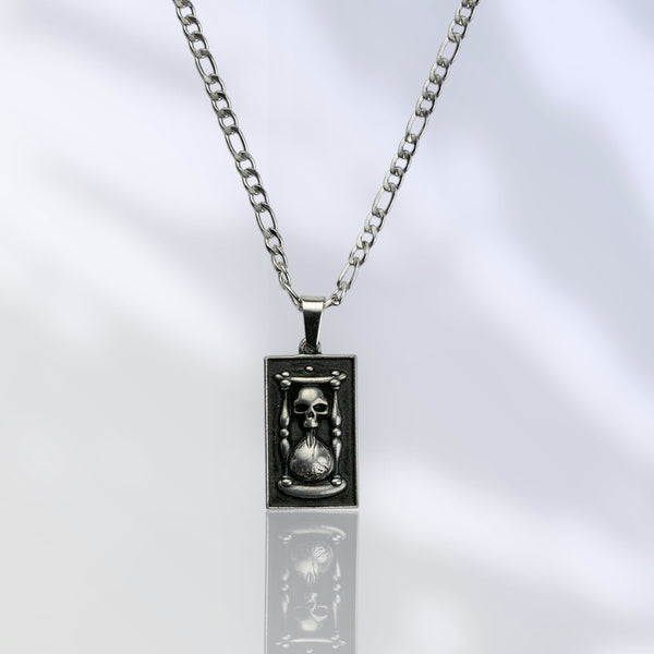 Jewelry-Memento Mori Hourglass Pendant & Chain - Savage Tacticians
