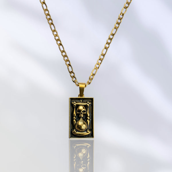 Jewelry-Memento Mori Hourglass Pendant & Chain - Savage Tacticians