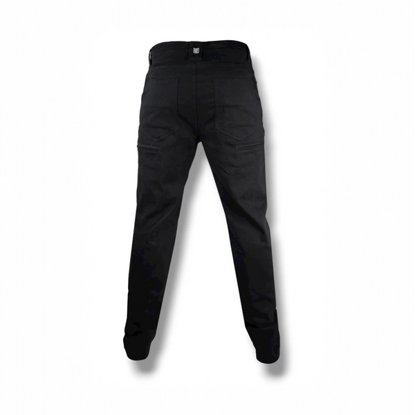 Savage Tacticians black tactical pants with rear pockets on white background