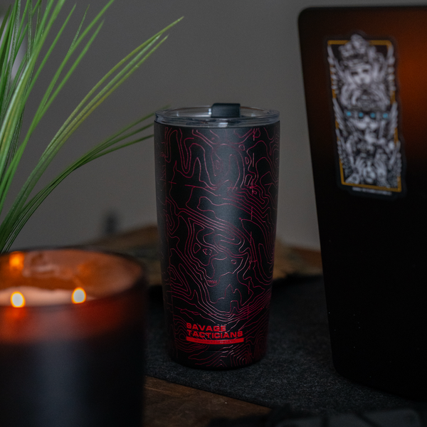 Drinkware-Topo 20 oz Black/Red Tumbler - Savage Tacticians