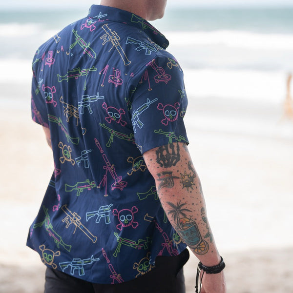 Button-Ups-Neon Lights & Gun Fights Button-up - Savage Tacticians