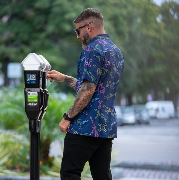 Button-Ups-Neon Lights & Gun Fights Button-up - Savage Tacticians