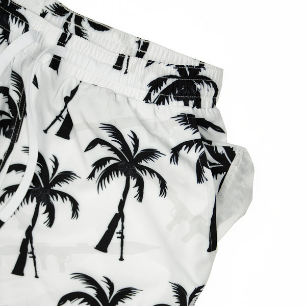 Swim Shorts-Swim Trunks - RPGs and Palm Trees - Savage Tacticians