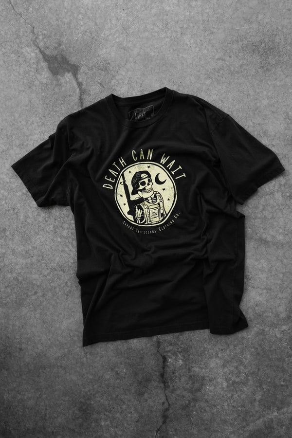 Graphic Tee-Death Can Wait - Savage Tacticians