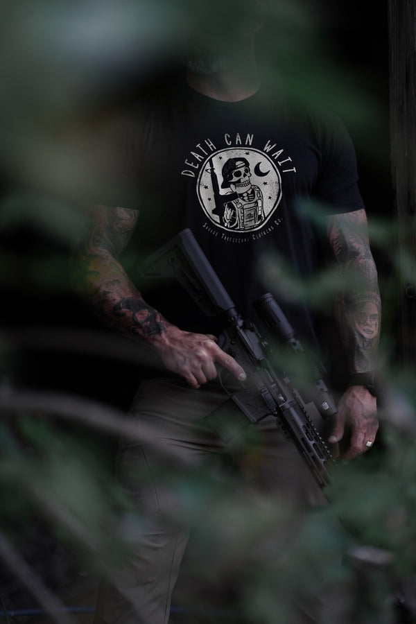 Graphic Tee-Death Can Wait - Savage Tacticians