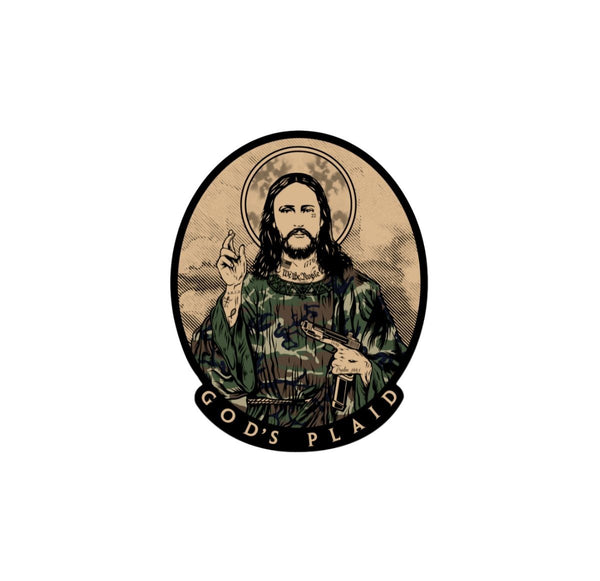 Stickers-God's Plaid Sticker - Savage Tacticians