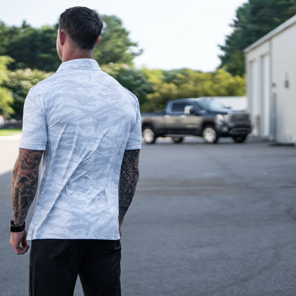 Polo Shirts-Performance Polo - Tiger Stripe White - Savage Tacticians