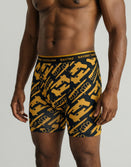Savage Tacticians men's boxer briefs with gold graphic pattern and branded waistband
