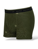 Savage Tacticians green boxer briefs with contour line design and branded waistband