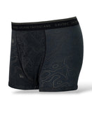 Savage Tacticians men's black boxer briefs with topographic map pattern and branded waistband