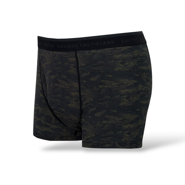 Savage Tacticians black camo boxer briefs with logo waistband
