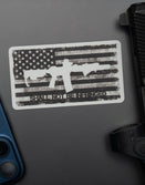 Savage Tacticians sticker with American flag, rifle silhouette, and 'Shall Not Be Infringed' text
