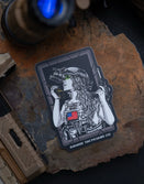 Savage Tacticians sticker featuring a tactical woman with night vision goggles and American flag patch.