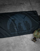 Savage Tacticians flag featuring night vision soldier silhouettes with green eyes, helmet, and rifle
