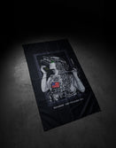 Savage Tacticians flag featuring tactical woman in night vision gear, body armor, and US flag patch