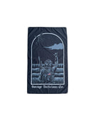 Savage Tacticians flag with soldier illustration, rifle, and jet at night