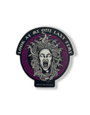 Savage Tacticians Medusa patch with snakes, bold text, and Greek pattern design.