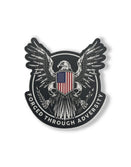 Savage Tacticians patch with eagle, American flag shield, and 'Forged Through Adversity' text