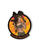 Savage Tacticians Heartbreaker patch featuring tattooed woman with sunglasses and rifle