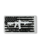 Savage Tacticians patch with distressed US flag, rifle silhouette, and 'Shall Not Be Infringed' text.