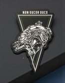Savage Tacticians patch showing a cybernetic skull with night vision goggles and 'Non Ducor Duco' text.