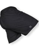 Savage Tacticians black athletic shorts with side zipper pocket and logo patch
