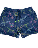 Swim Shorts-Swim Trunks - Neon Lights & Gun Fights - Savage Tacticians