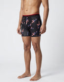 Male model wearing Savage Tacticians black boxer briefs with patriotic airplane print