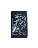 Savage Tacticians flag with soldier firing machine gun and 'Chance of Rain Today' text