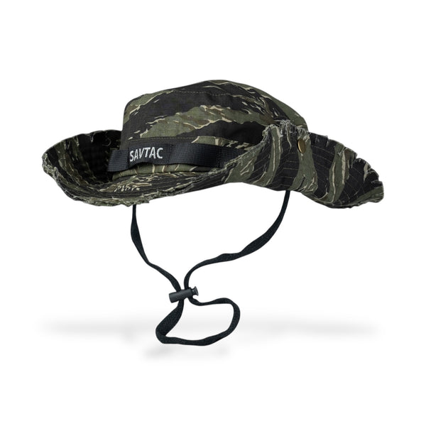 Savage Tacticians camo boonie hat with chin strap and SAVTAC logo patch