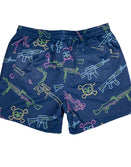 Swim Shorts-Swim Trunks - Neon Lights & Gun Fights - Savage Tacticians